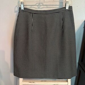 Vintage 90s Ann Taylor LOFT Black and White Checkered Skirt Size 8 Made In USA